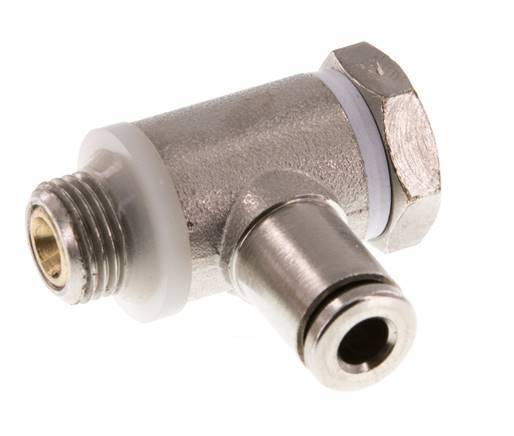 Válvula de control de flujo Codo para medidor 4 mm - G1/8'' Latón Tornillo ranurado Banjo