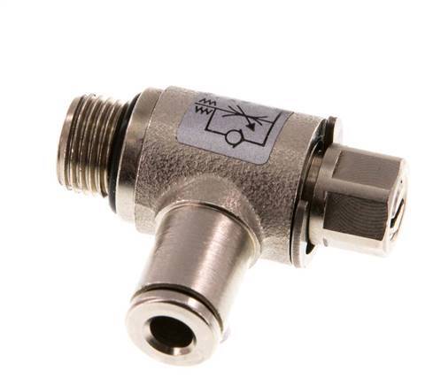 Flow Control Valve Meter-Out Elbow 4 mm - G1/8'' Brass Slotted Screw