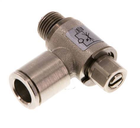 Válvula reguladora de caudal Codo de salida de contador 8 mm - G1/8'' Tornillo ranurado de latón