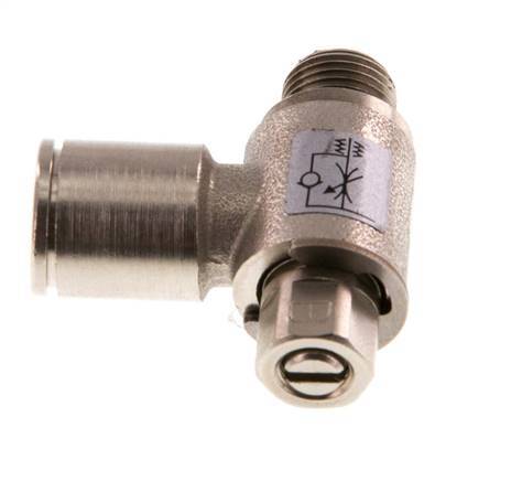 Válvula reguladora de caudal Codo de salida de contador 8 mm - G1/8'' Tornillo ranurado de latón