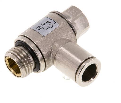 Flow Control Valve Meter-Out Elbow 8 mm - G1/4'' Brass Slotted Screw