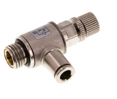 Flow Control Valve Meter-Out Elbow 6 mm - G1/4'' Brass Knurled Screw