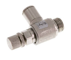 Válvula reguladora de caudal Codo de salida de contador 8 mm - G1/4'' Tornillo moleteado de latón