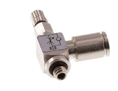 Válvula de control de flujo Codo Meter-In 4 mm - Tornillo moleteado de latón M5