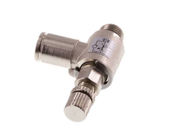 Flow Control Valve Meter-In Elbow 6 mm - G1/8'' Brass Knurled Screw