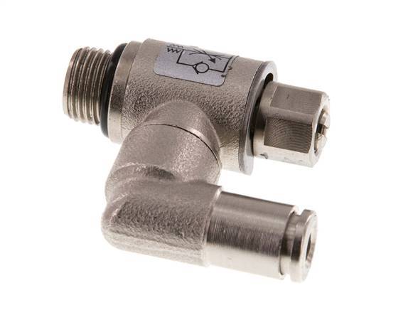 Válvula de control de flujo Meter-In Giratoria 4 mm - G1/8'' Tornillo ranurado de latón