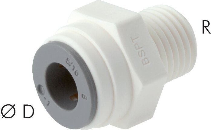 5/32'' x 1/8'' NPT Push-in Fitting with Male Threads POM EPDM [10 Pieces]