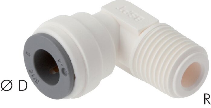 3/8'' x 1/4'' NPT 90deg Elbow Push-in Fitting with Male Threads POM EPDM [5 Pieces]