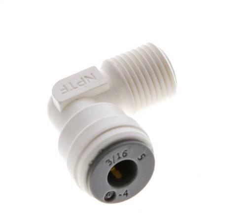 3/16'' x 1/8'' NPT 90deg Elbow Push-in Fitting with Male Threads POM EPDM [10 Pieces]