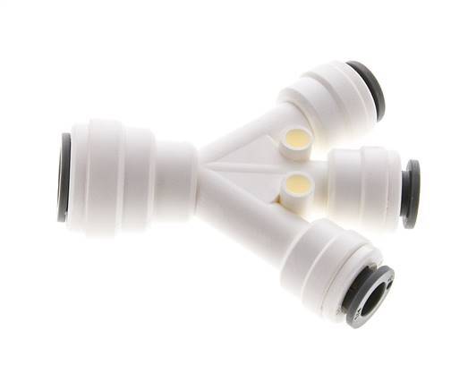 Racor doble en Y de 1/4'' x 3/8'' POM EPDM 3 salidas [2 piezas]