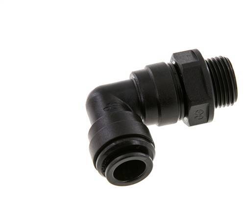 Codo de 90 grados 10mm x G3/8'' con rosca macho Latón NBR Giratorio