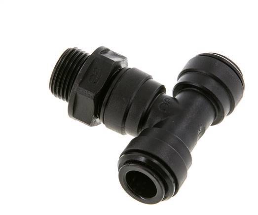 10mm x G3/8'' Inline Tee Push-in Fitting with Male Threads POM NBR FDA Rotatable
