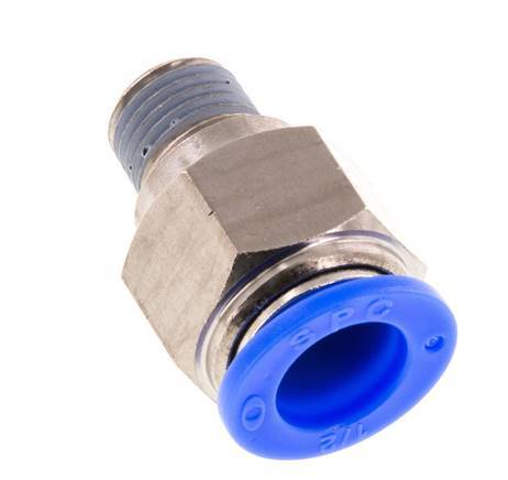 1/2'' x 1/4'' NPT Push-in Fitting with Male Threads Brass/PBT NBR [2 Pieces]