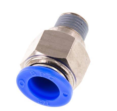 1/2'' x 1/4'' NPT Push-in Fitting with Male Threads Brass/PBT NBR [2 Pieces]
