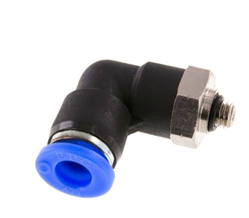 1/4'' x UNF 10-32 90deg Elbow Push-in Fitting Brass/PBT NBR Rotatable [2 Pieces]