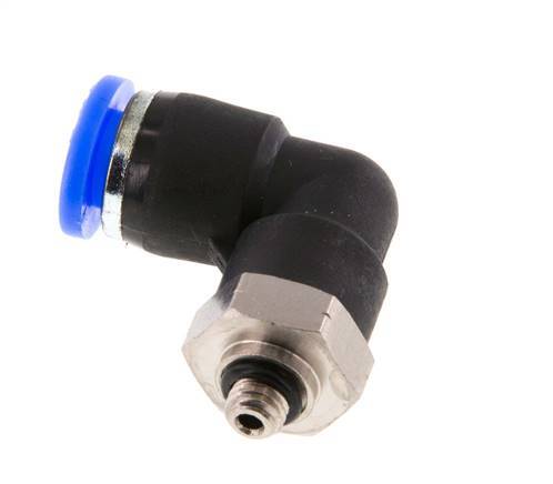 1/4'' x UNF 10-32 90deg Elbow Push-in Fitting Brass/PBT NBR Rotatable [2 Pieces]