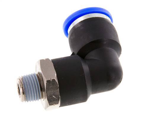 3/8'' x 1/8'' NPT 90deg Elbow Push-in Fitting with Male Threads Brass/PBT NBR Rotatable [2 Pieces]