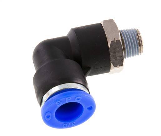 3/8'' x 1/8'' NPT 90deg Elbow Push-in Fitting with Male Threads Brass/PBT NBR Rotatable [2 Pieces]