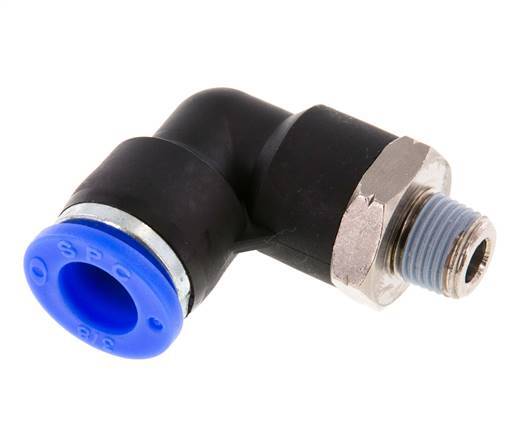 3/8'' x 1/8'' NPT 90deg Elbow Push-in Fitting with Male Threads Brass/PBT NBR Rotatable [2 Pieces]