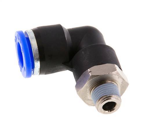 3/8'' x 1/8'' NPT 90deg Elbow Push-in Fitting with Male Threads Brass/PBT NBR Rotatable [2 Pieces]