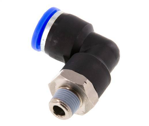 3/8'' x 1/8'' NPT 90deg Elbow Push-in Fitting with Male Threads Brass/PBT NBR Rotatable [2 Pieces]