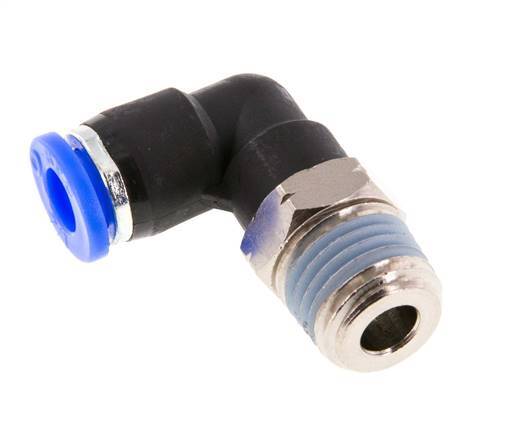 1/4'' x 1/4'' NPT 90deg Elbow Push-in Fitting with Male Threads Brass/PBT NBR Rotatable [2 Pieces]