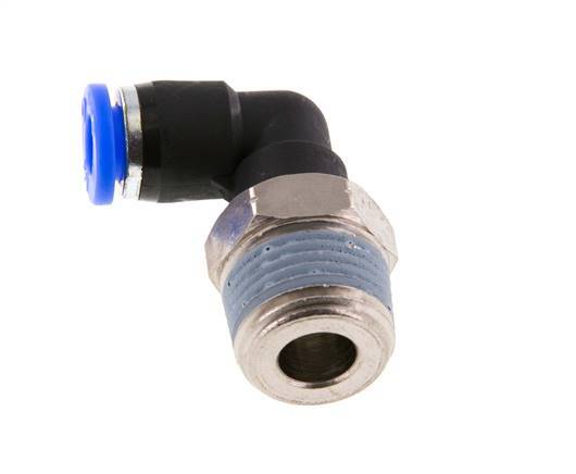 1/4'' x 3/8'' NPT 90deg Elbow Push-in Fitting with Male Threads Brass/PBT NBR Rotatable [2 Pieces]