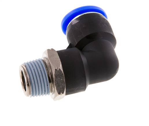 1/2'' x 3/8'' NPT 90deg Elbow Push-in Fitting with Male Threads Brass/PBT NBR Rotatable [2 Pieces]