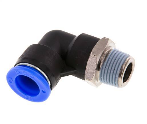 1/2'' x 3/8'' NPT 90deg Elbow Push-in Fitting with Male Threads Brass/PBT NBR Rotatable [2 Pieces]