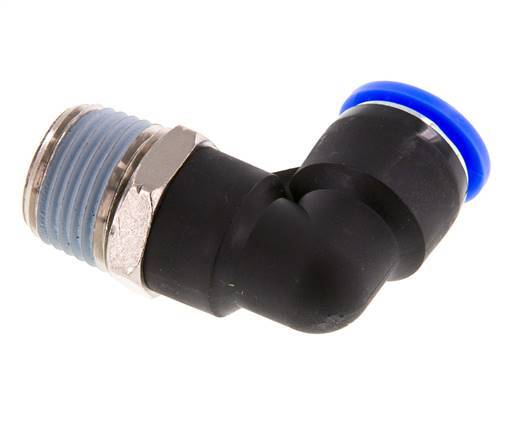 1/2'' x 1/2'' NPT 90deg Elbow Push-in Fitting with Male Threads Brass/PBT NBR Rotatable [2 Pieces]