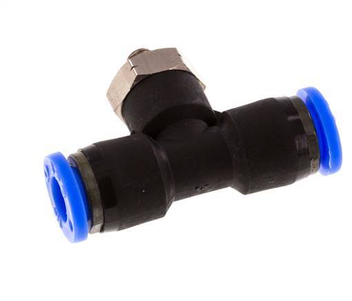 1/4'' x UNF 10-32 Inline Tee Push-in Fitting Brass/PBT NBR Rotatable [2 Pieces]