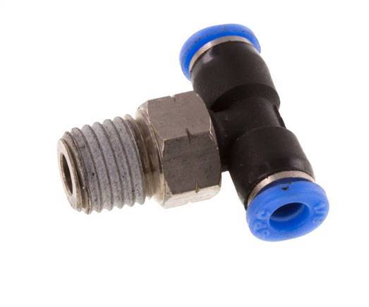 Racor en T de 1/8'' x 1/16'' NPT con rosca macho latón/PBT NBR giratorio [2 piezas]