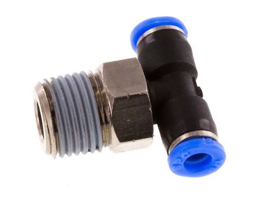 1/8'' x 1/8'' NPT Inline Tee Push-in Fitting with Male Threads Brass/PBT NBR Rotatable [2 Pieces]