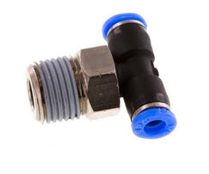 1/8'' x 1/8'' NPT Inline Tee Push-in Fitting with Male Threads Brass/PBT NBR Rotatable [2 Pieces]