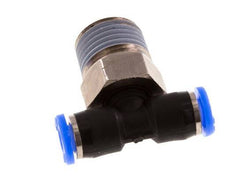 1/8'' x 1/8'' NPT Inline Tee Push-in Fitting with Male Threads Brass/PBT NBR Rotatable [2 Pieces]
