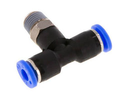 3/16'' x 1/8'' NPT Inline Tee Push-in Fitting with Male Threads Brass/PBT NBR Rotatable [2 Pieces]
