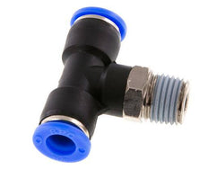 5/16'' x 1/4'' NPT Inline Tee Push-in Fitting with Male Threads Brass/PBT NBR Rotatable [2 Pieces]