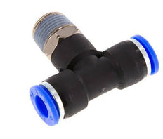 3/8'' x 3/8'' NPT Inline Tee Push-in Fitting with Male Threads Brass/PBT NBR Rotatable