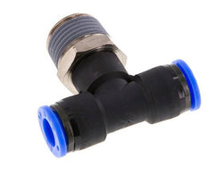 3/8'' x 1/2'' NPT Inline Tee Push-in Fitting with Male Threads Brass/PBT NBR Rotatable