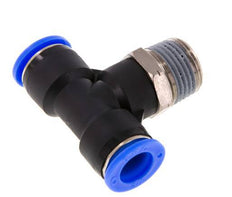 1/2'' x 1/2'' NPT Inline Tee Push-in Fitting with Male Threads Brass/PBT NBR Rotatable