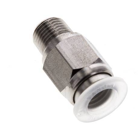 Racor de 8mm x R1/8'' con rosca macho Acero inoxidable/PA EPDM/PTFE