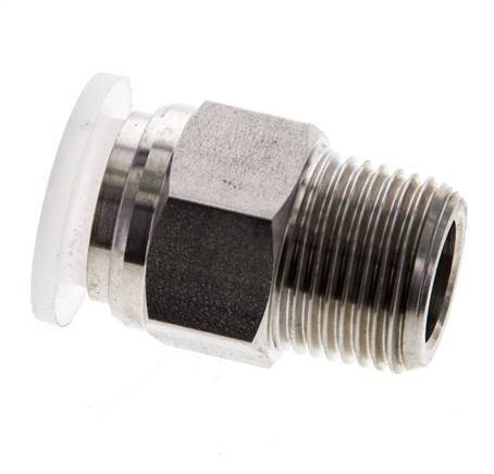 12mm x R3/8'' Push-in Fitting with Male Threads Stainless Steel/PA EPDM/PTFE