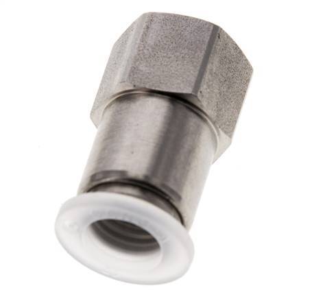 10mm x G1/4'' Push-in Fitting with Female Threads Stainless Steel/PA EPDM/PTFE