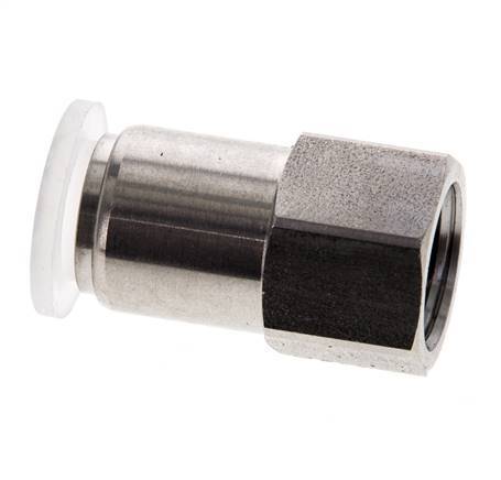 10mm x G1/4'' Push-in Fitting with Female Threads Stainless Steel/PA EPDM/PTFE