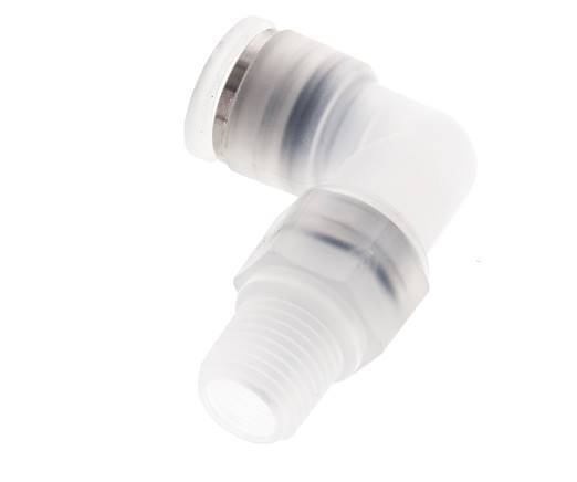 10mm x R1/4'' 90deg Elbow Push-in Fitting with Male Threads PA EPDM/PTFE Rotatable