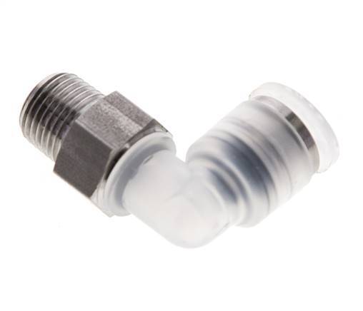 6mm x R1/8'' 90deg Elbow Push-in Fitting with Male Threads PA/Stainless Steel EPDM/PTFE Rotatable