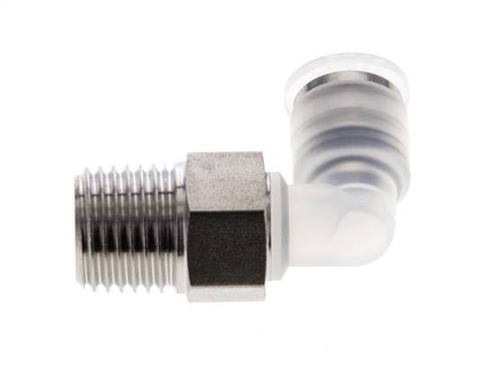 Racor de 6mm x R1/4'' 90deg con rosca macho PA/Acero inoxidable EPDM/PTFE Giratorio