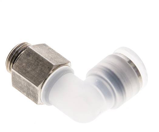 Codo de 90 grados 10mm x G1/4'' con rosca macho PA/Acero inoxidable EPDM Giratorio