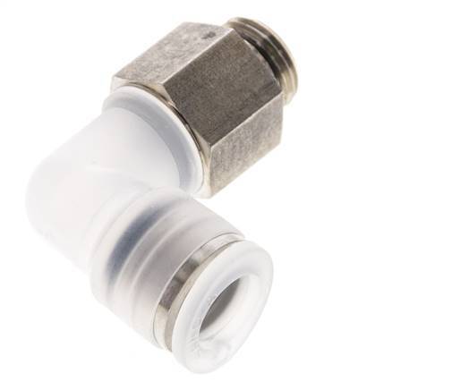 Codo de 90 grados 10mm x G1/4'' con rosca macho PA/Acero inoxidable EPDM Giratorio