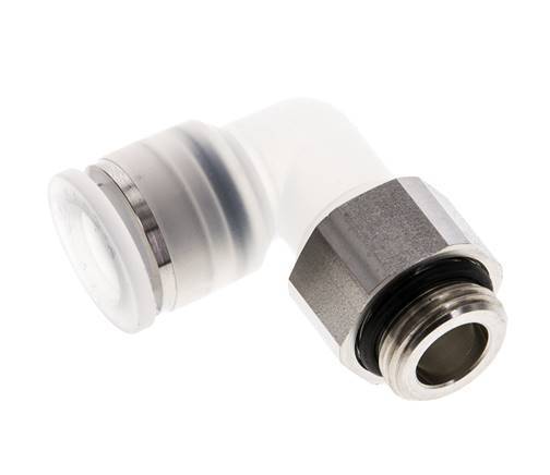 12mm x G3/8'' 90deg Elbow Push-in Fitting with Male Threads PA/Stainless Steel EPDM Rotatable